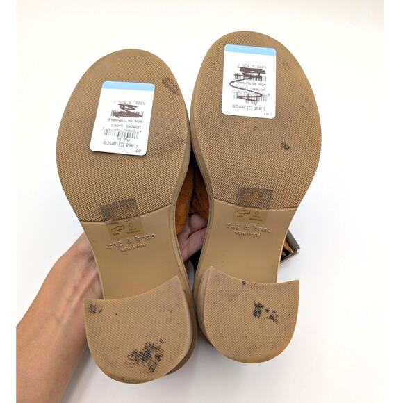 Rag & Bone Soren Block Heel Sandal Ankle Strap Women's Cuoro Size US6.5 EU37 - Picture 8 of 11